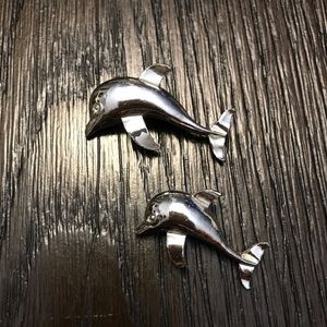 Silver Colour Gerry’s Stamped Dolphin Brooches